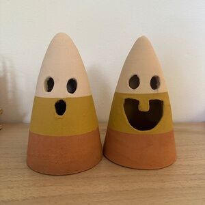 Halloween Autumn Fall Candy Corn Ceramic pumpkin Candle Covers
